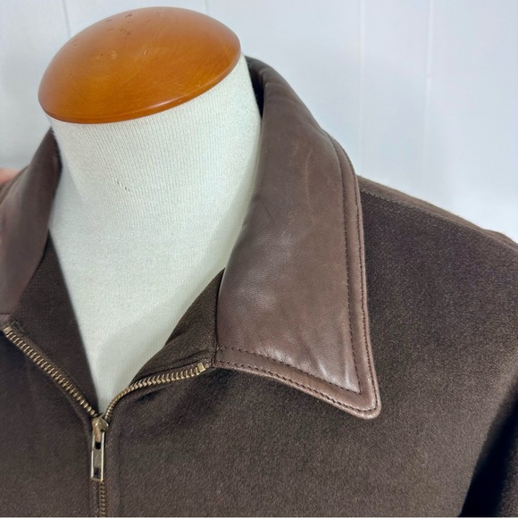 The Andover Shop Leather Panel 100% Cashmere Bomber Jacket - Picture 6 of 14
